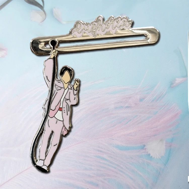 Chinese factory metal badge pins custom rose gold plated hard enamel customized anime pin with glitter manufacture