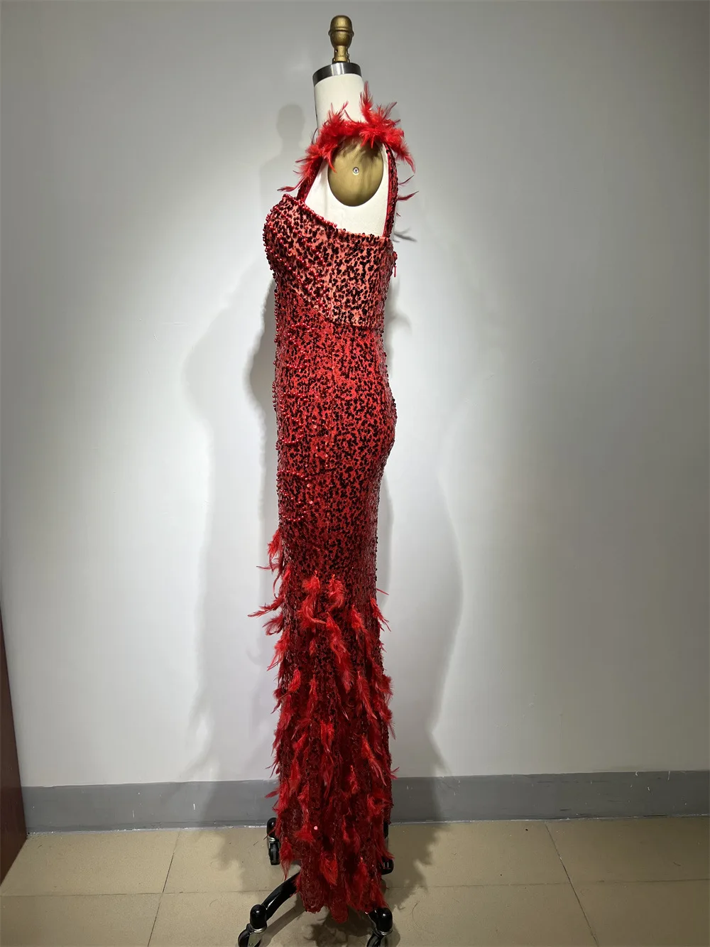 open lace back dress Sexy Mermaid Spaghetti Straps Red Prom Dress Wedding Guest Dresses fg5   formalgowns