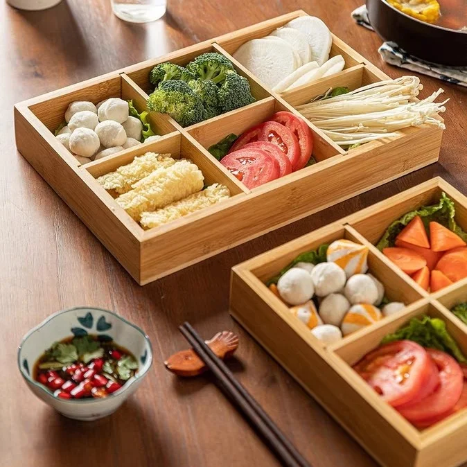 Bamboo Nine-Grid Tableware - Sustainable & Versatile