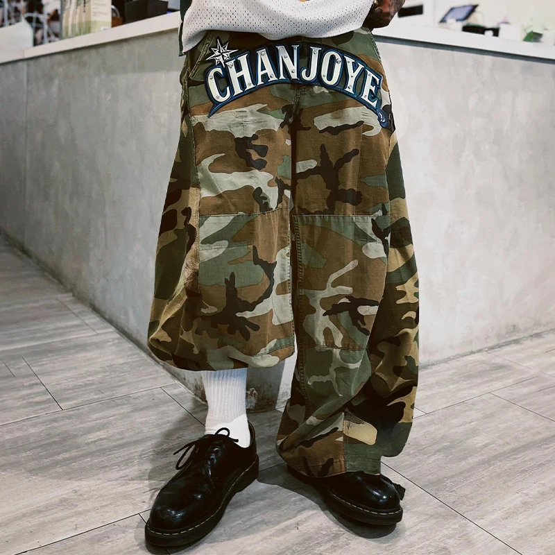 Streetwear Custom Camouflage Outdoors Mens Oversize Wide Leg Work Ripstop Cotton Baggy Camo Cargo Pants Man Trousers gallery 9
