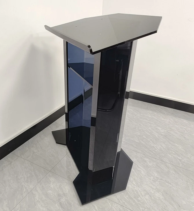 Podium En Acrylique Noir Avec Fond Stable - Support Lecture Église Et Conférence 10mm Épais