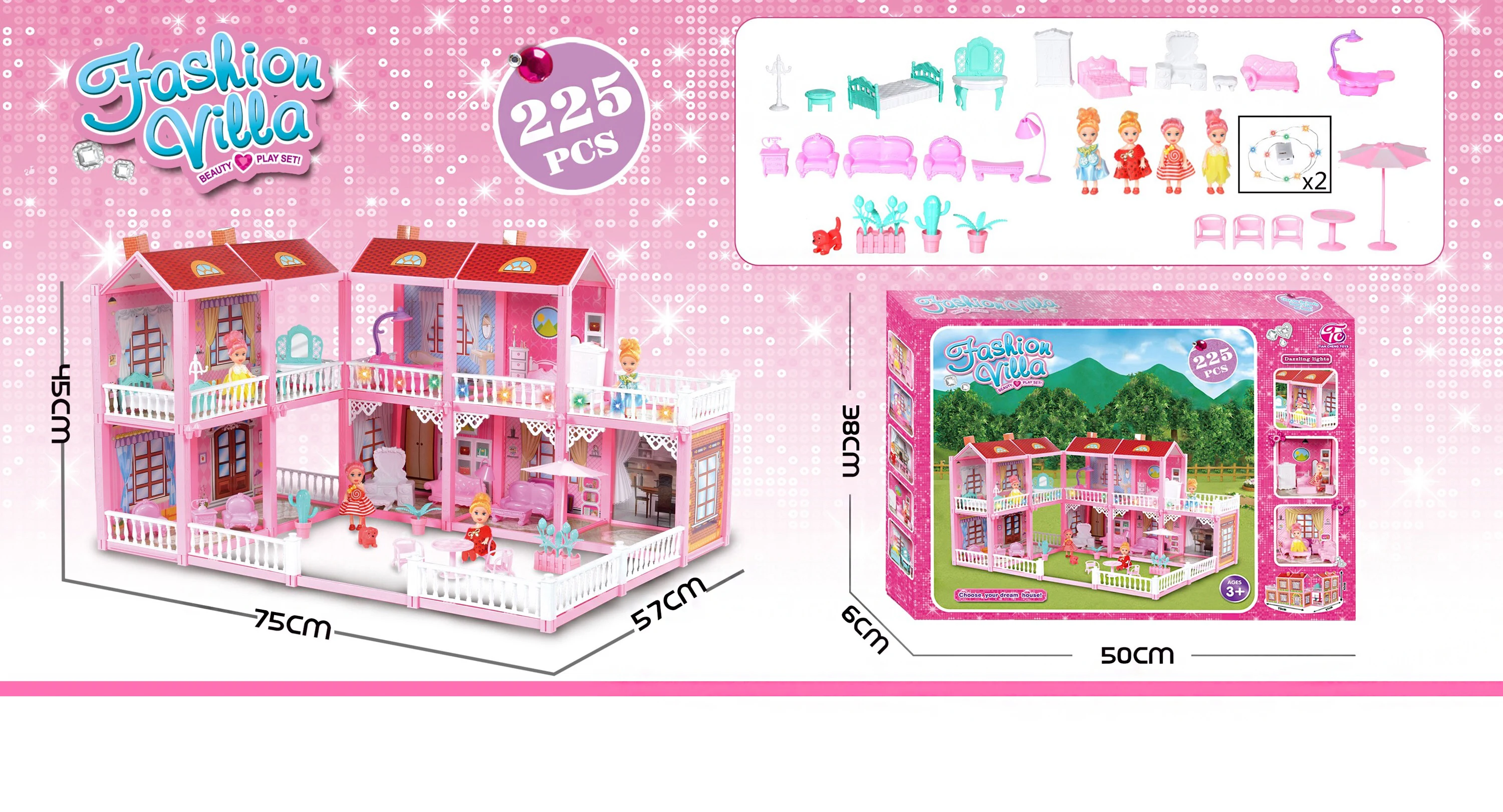 Высококачественный китайский Детский комплект игрушек, сборная Вилла со светодиодной подсветкой, дом «сделай сам», Замок принцессы с моделью мебели, игрушка