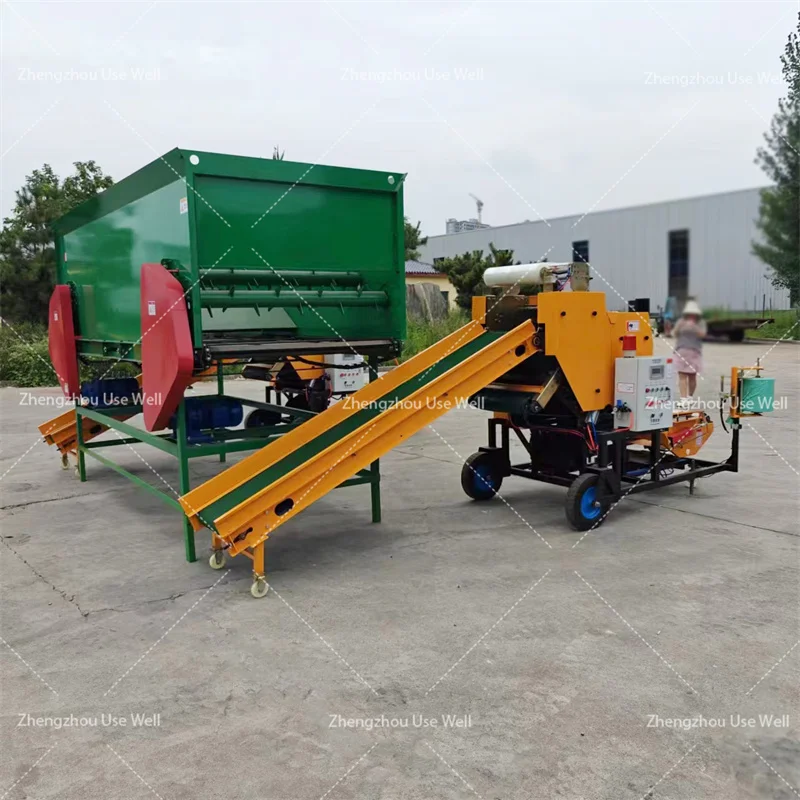 Diesel Motor Silage Hay Wrapping Machine Round Combined Silage Wrapper Machine Rice Husk Strip Compression Machine for Kenya