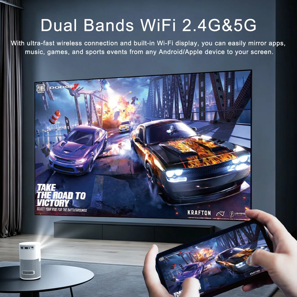 Factory Direct Portable WiFi6 LED Projector 4K Outdoor Mini Android 14 720P Built-in 3200mAh Battery Smart LCD 170 ANSI Lumens 5 Factory Direct Portable WiFi6 LED Projector 4K Outdoor Mini Android 14 720P Built-in 3200mAh Battery Smart LCD 170 ANSI Lumens - Image 5