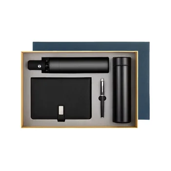 VIGOROUS A5 Spiral Notebook with Pen and Stainless Steel Bottle-Customized Staff Gift Set for Writing