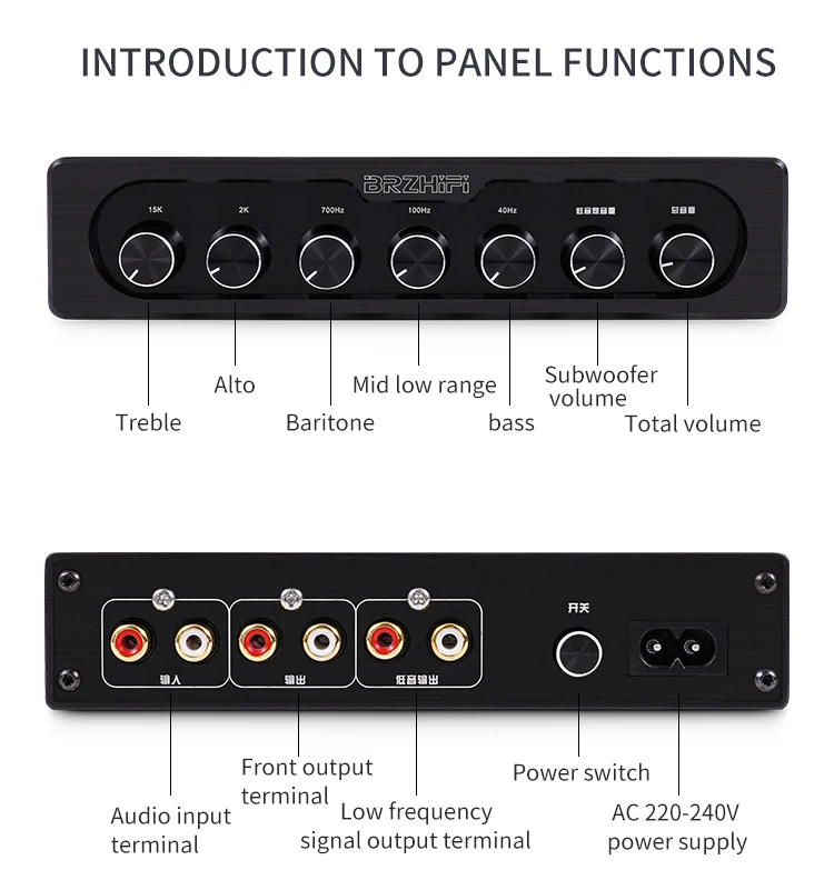 BRZHIFI EQ500 pre-amplifier 5-segment EQ tone audio processing effector small mixer manufacture