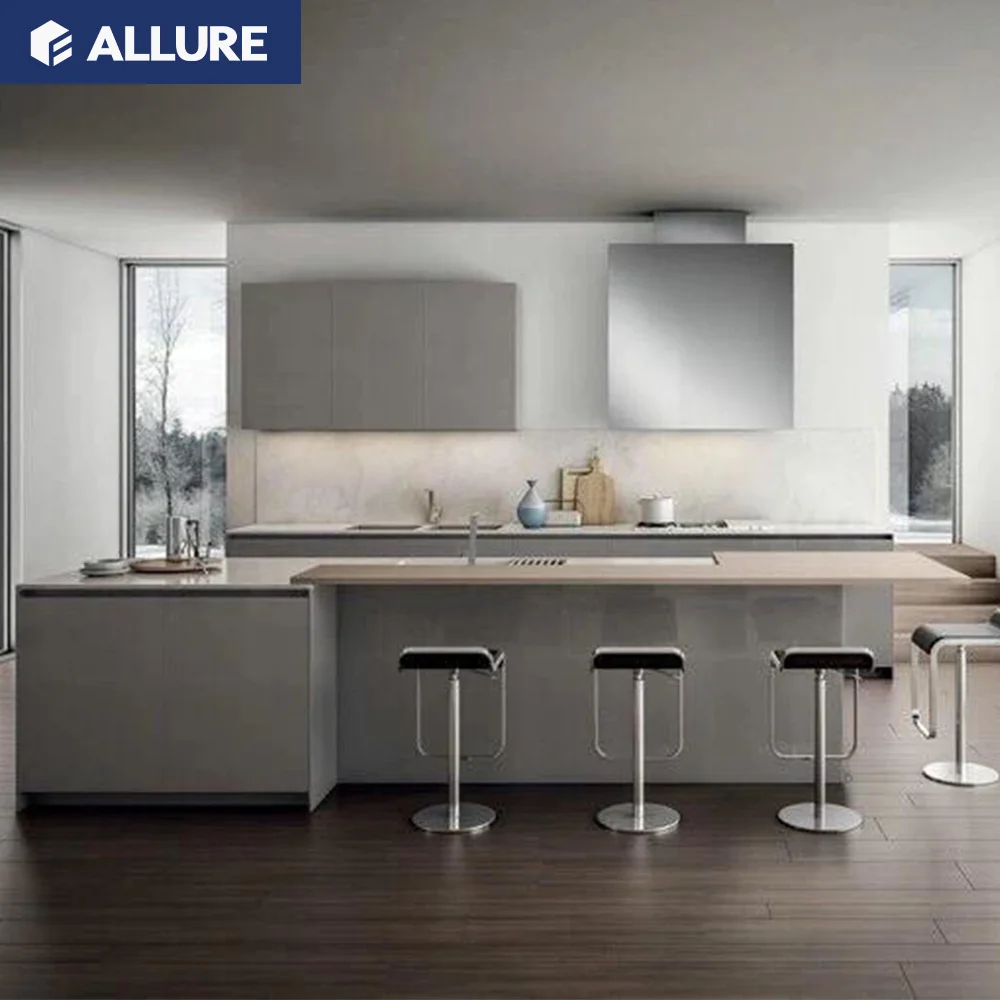 Allure Modern Designs of Built in Kitchen Hanging Cabinets Customized Durable White Lacquer Cabinet Kitchen Units Set Furniture