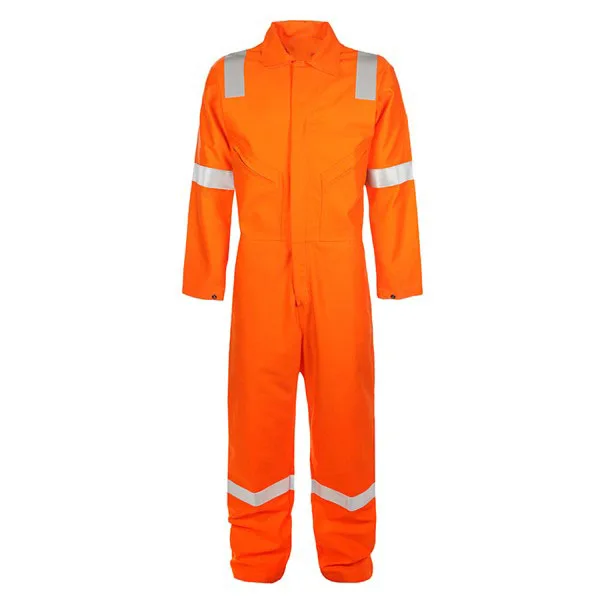 High Quality Workwear 88%Cotton12%Nylon Flame Retardant Coverall Fire Resistance Clothing Pilot Coveralls with Reflector