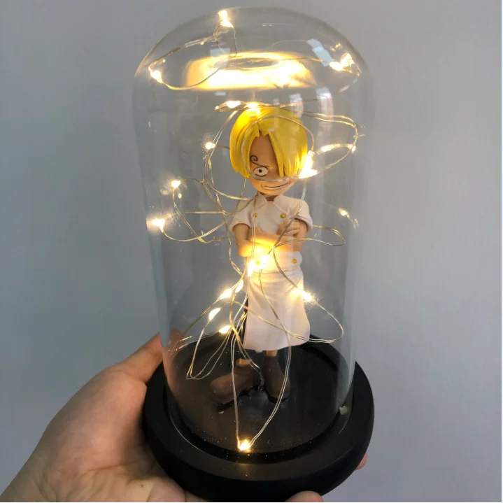 Аниме цельный соломенный головной убор Луффи ПВХ экшн-фигурка Веселая кукла в стеклянном куполе Коллекционная модель игрушка Рождественский подарок