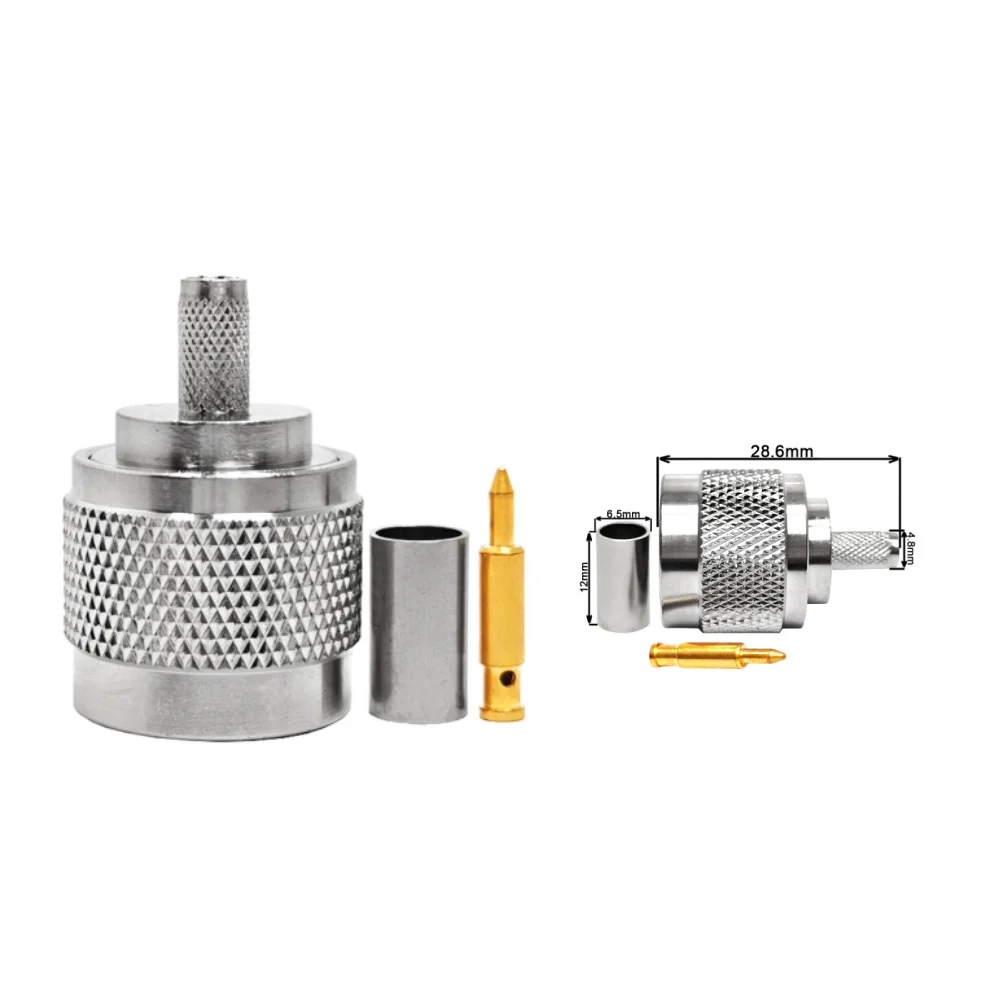 N Male Plug Connector N Straight Type Male Crimp for RG58 LMR195 LMR200 Cable Coaxial RF
