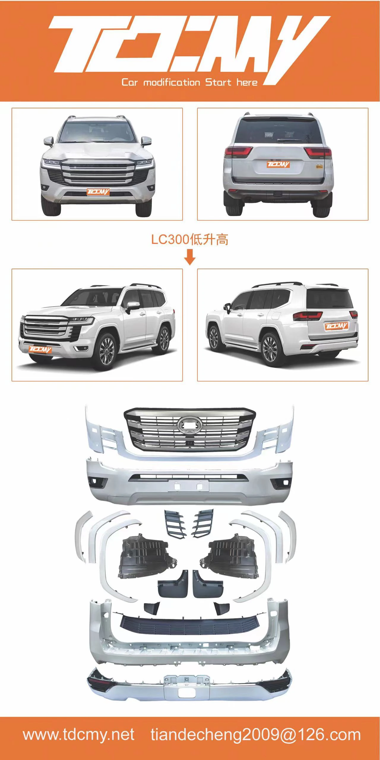 TDCMY New Items  Good  Quality Auto Bodykit with Front  Bumper  for 2022 Land Cruiser LC300-MP details