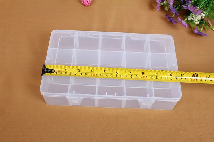 Detachable Dividers Injection Mold 15 Clear Compartments Small Part Organizer Jewelry Earring Bead Storage Box Container Plastic
