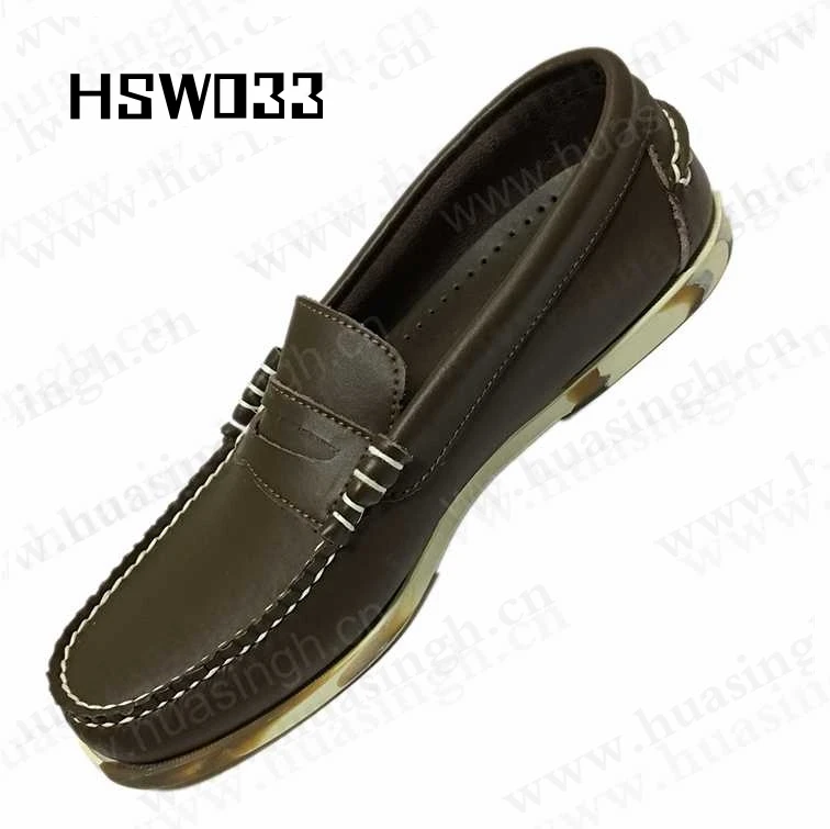 Rwh,mask-style Easy Wear Full Leather Brown Flat Peas Shoes Anti-slip Colorful Rubber Outsole Boat Shoes Popular in Spain HSW033