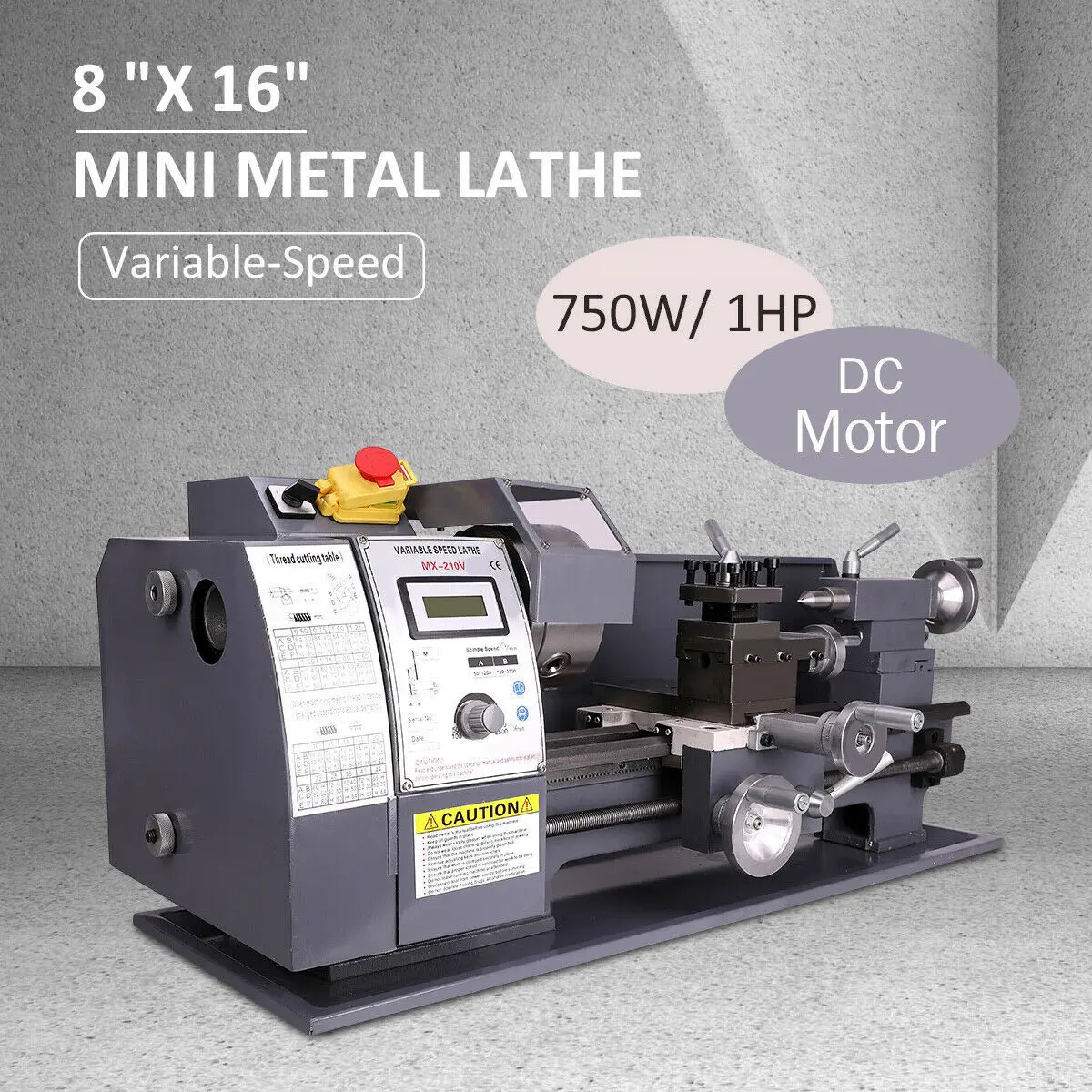 750w 210vjade Steel Mini Metal Lathe Metric / Inch Gear 8" X 16" Bench