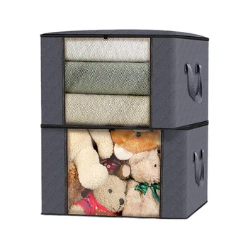 Large Capacity Transparent Window Cotton Quilt Storage Box Multipurpose Organizing Clothes and Household Items Storage Bag