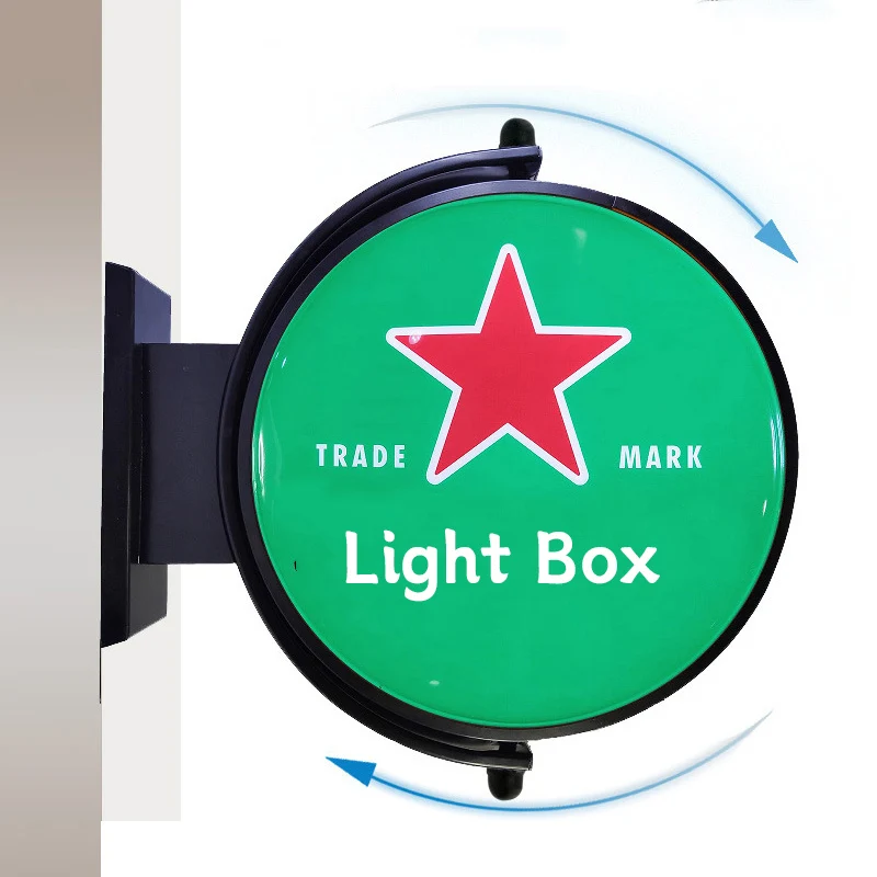 Custom Heavy-Duty Outdoor Blade Sign - Wall Mounted 360° Rotating Circle Advertising Light Box & 2-Sided Display for Storefront