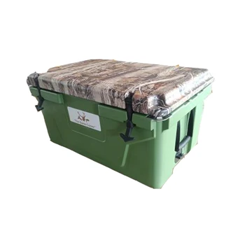 65QT large capacity camouflage lid cooler box   rotomolded ice cooler box with wheels