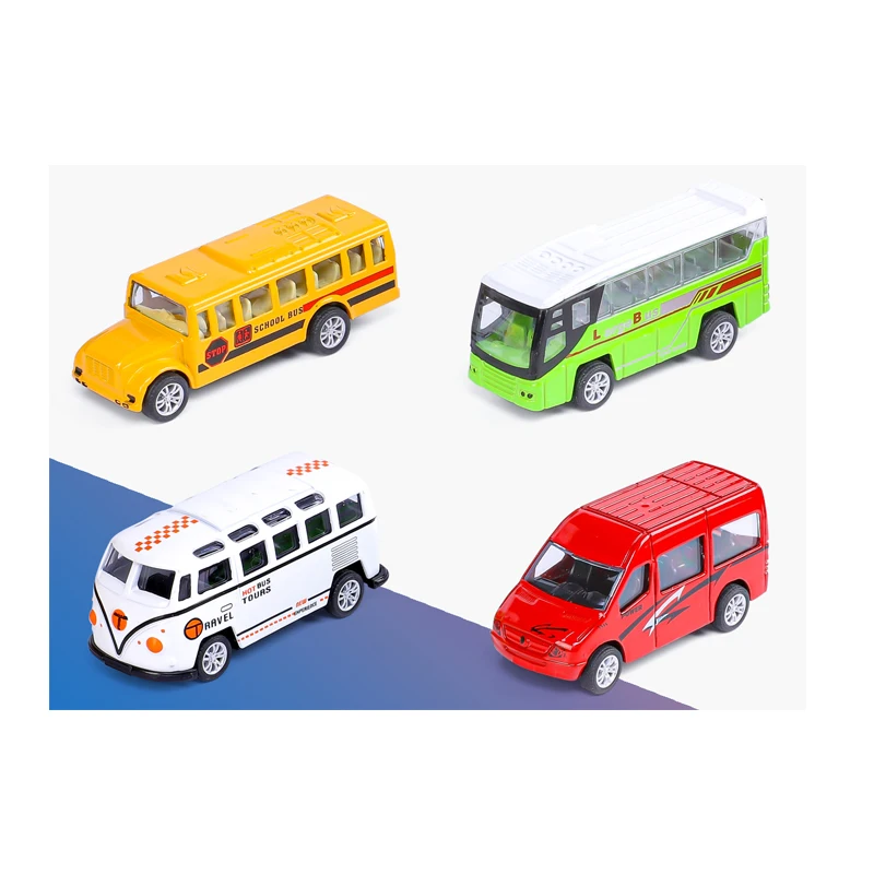 Simulation Diecast Metal Alloy Bus Pull-Back Toy Car Model