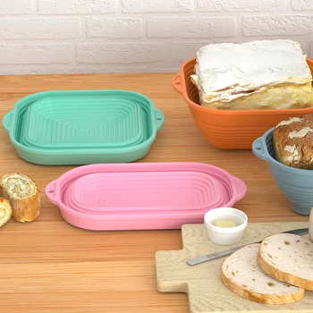 Wholesale Silicone Oval Proofing Baskets For Sourdough Reusable Food Grade Bread Basket