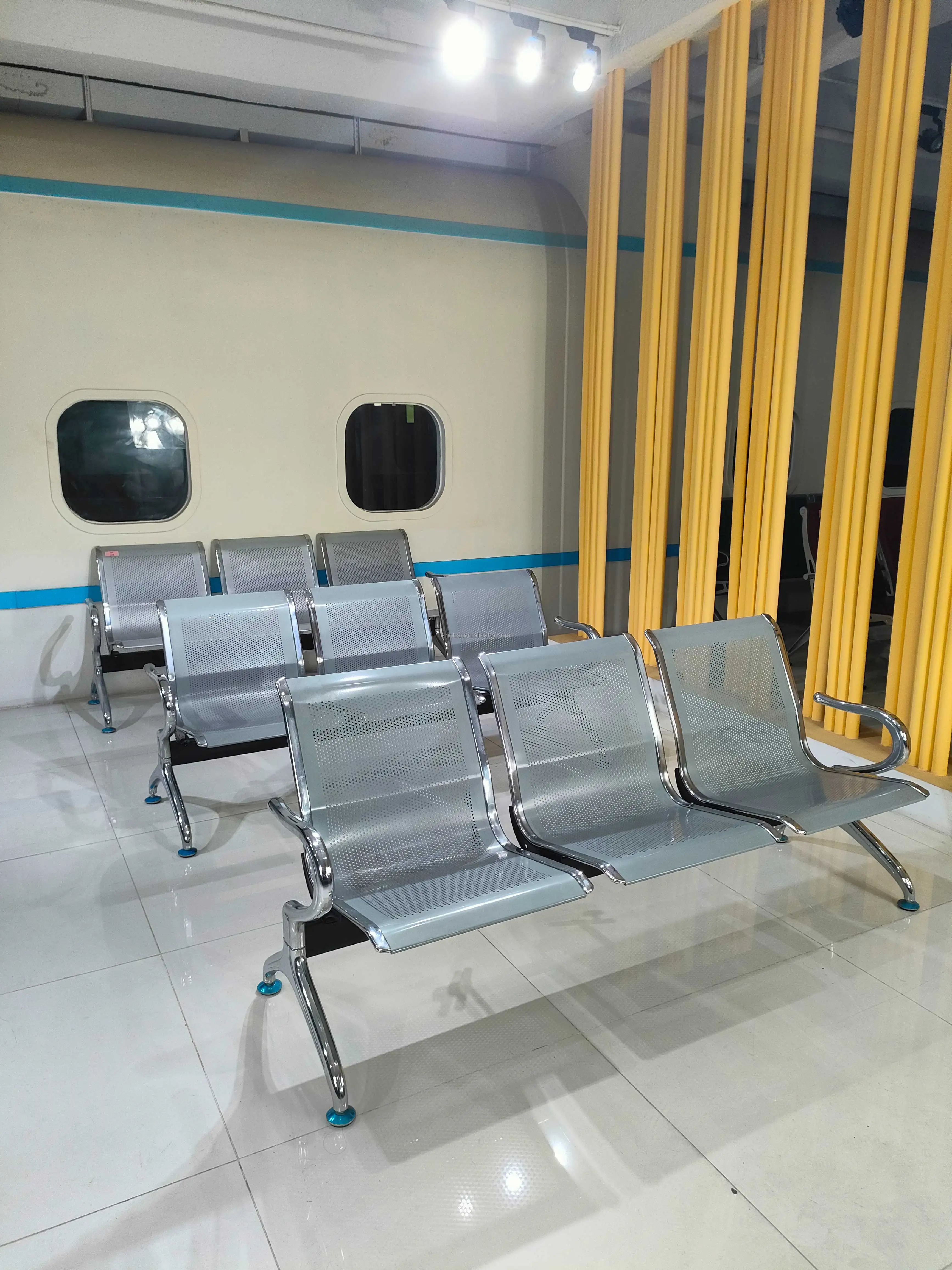 Modern Design 3 Seat & 5 Seat Office Reception Guest Chairs Metal Arms for School Airport Bank Hospital Business Waiting Rooms 4