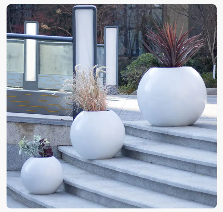 Outdoor Metal Round Ball Shaped Flower Pot Plant Garden Outdoor Flower