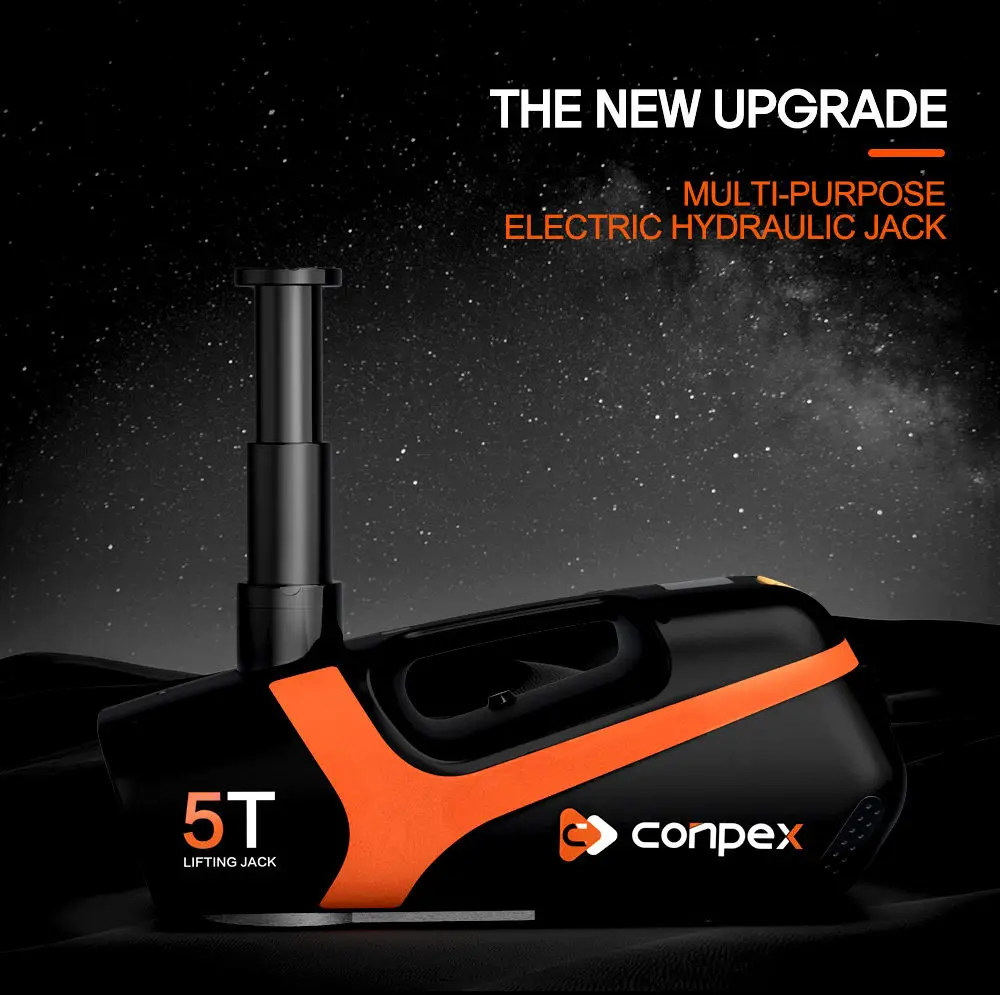 Conpex New Arrival 6 in 1 Electronic Car Jacks 5 Ton Electronic Hydraulic Jack 12V Electric Car Jack Kit