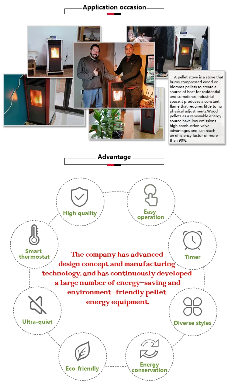 Pellet Stove 8kw Heater Energy Saving Powerful Pellet Heat Wood Sale