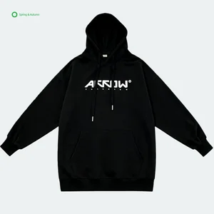 Custom Men's Solid Garment Dyed High Quality Polyester/Cotton Casual Knitted Heavyweight Breathable Loose Fit Hooded Pullover