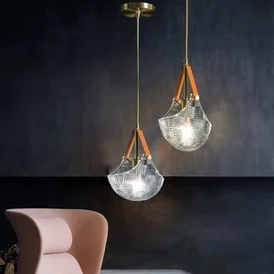 Nordic Copper Glass Chandelier Modern Light Luxury Bedroom Bedside LED Designer Restaurant Chandelier