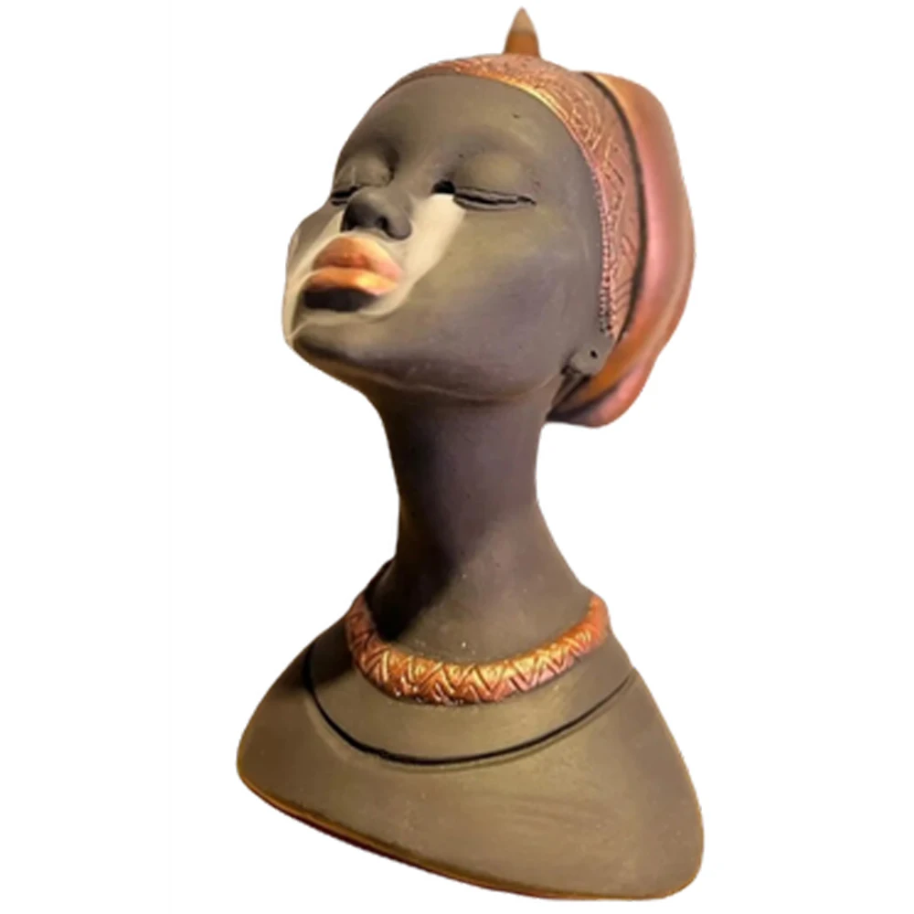 Custom Material Bohemian African Woman Head Figurine Incense Holder