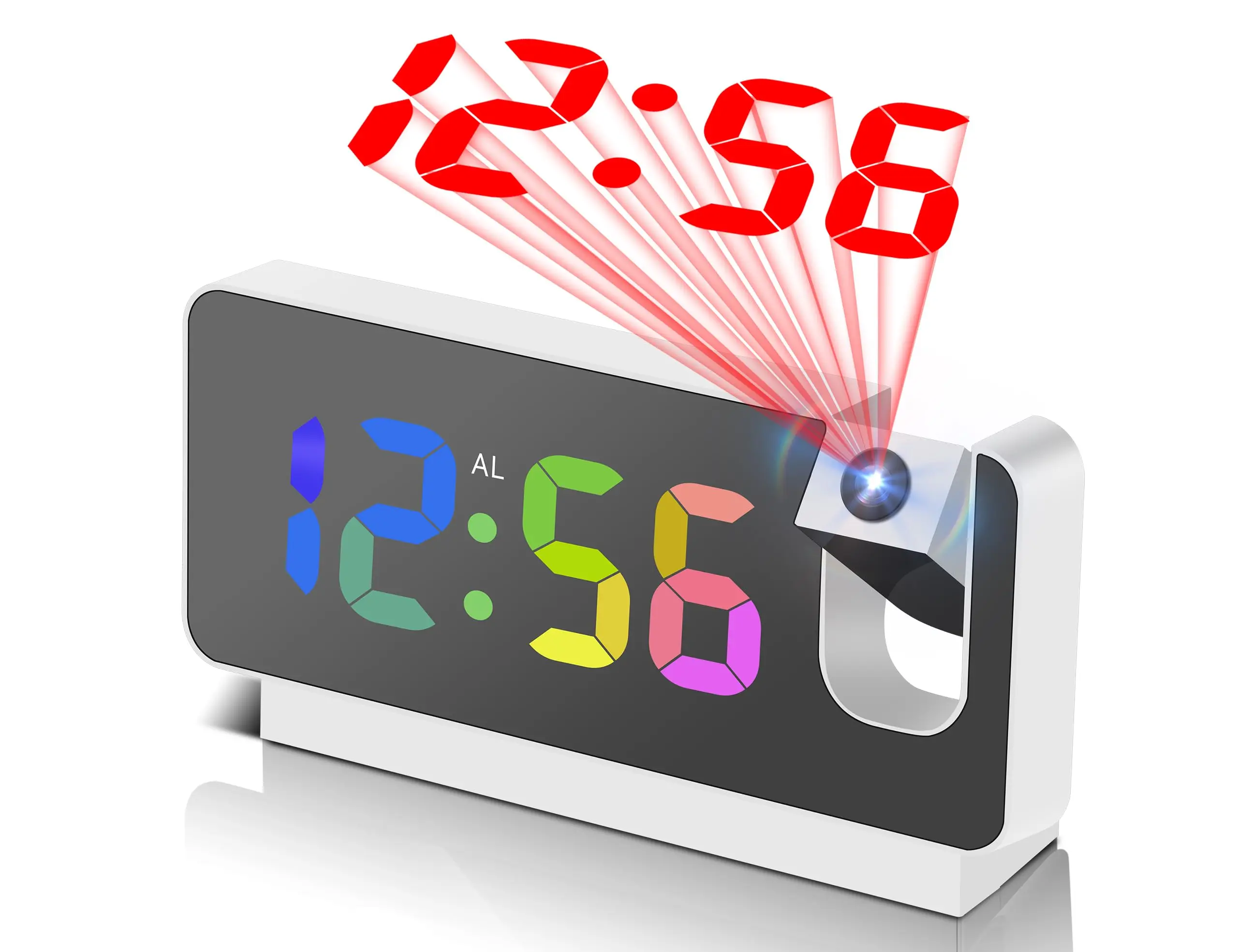 Fengfun Projection Alarm Clock For Bedrooms Led Digital Clock With