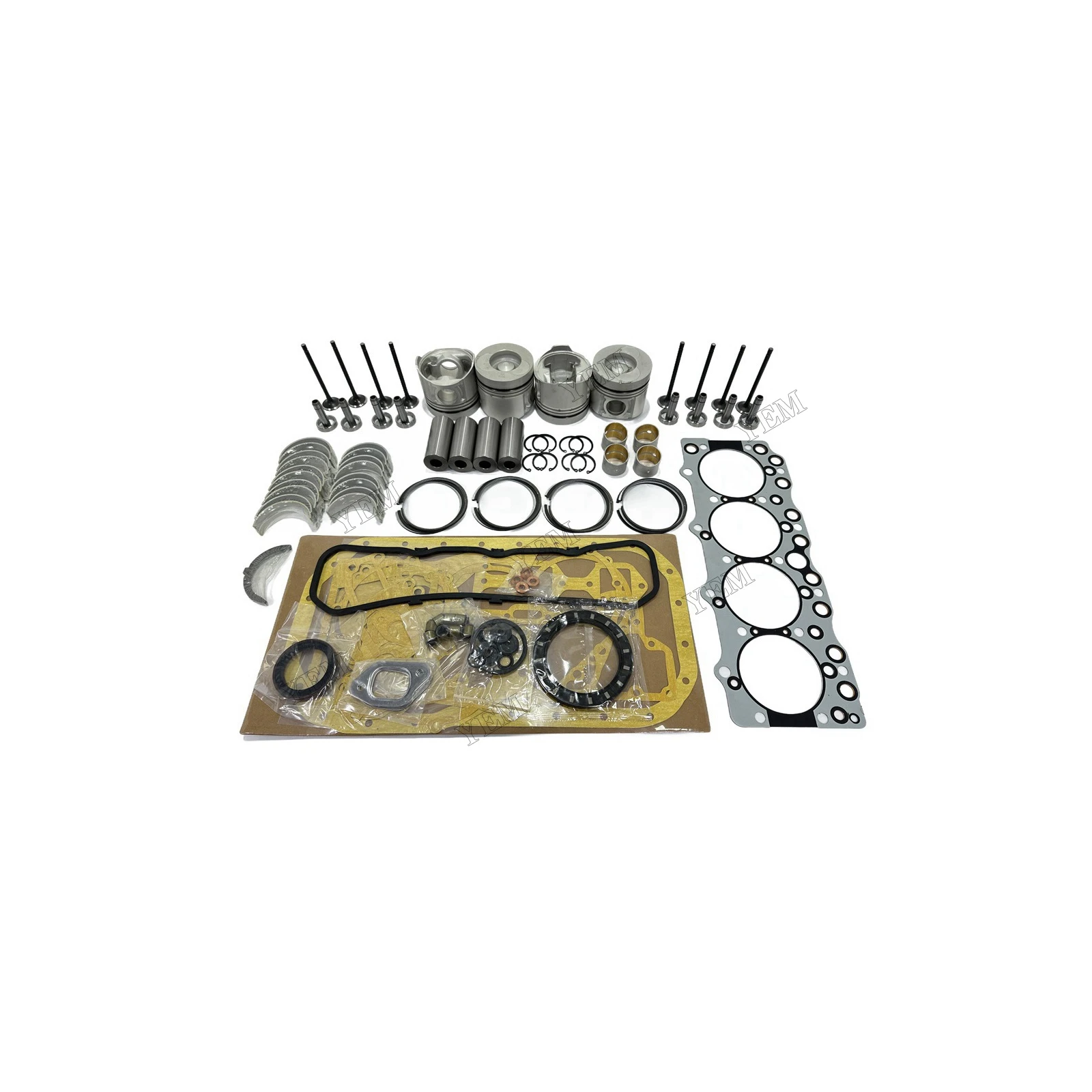 Overhaul Kit With Cylinder Gaskets Set Piston Rings Bearing Valves Compatible for Isuzu 4BG1 Replacement Engine Parts