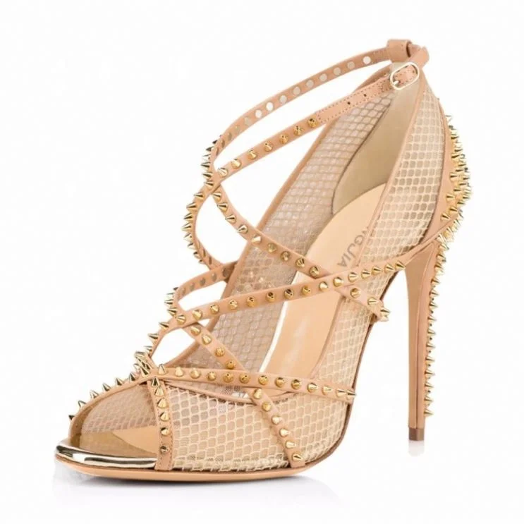 12cm Stiletto Heel Party Peep Toe Mesh 