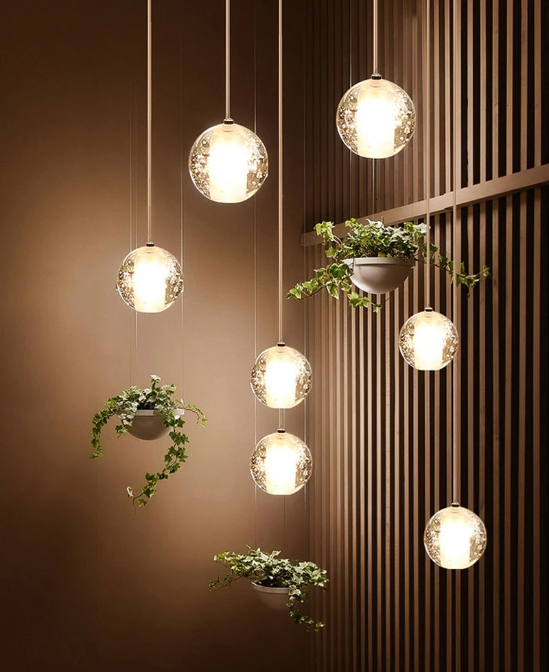 Modern Pendant Light LED Raindrop Ceiling Lamp Crystal Ball