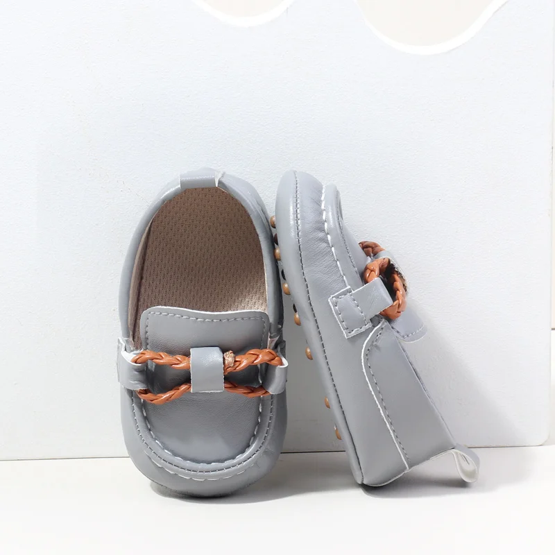 New Arrival Anti-Slip Soft PU Baby Dress Shoes with Flat Outsole Breathable Slip-On Loafers for Boys BBW3229 details
