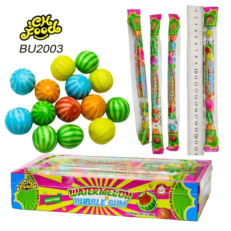 OEM Mix Fruit Flavor Watermelon Bubble Gum Ball Chewing Gum Wholesale Halal Ball Sweets Gum Snack Food for Kids