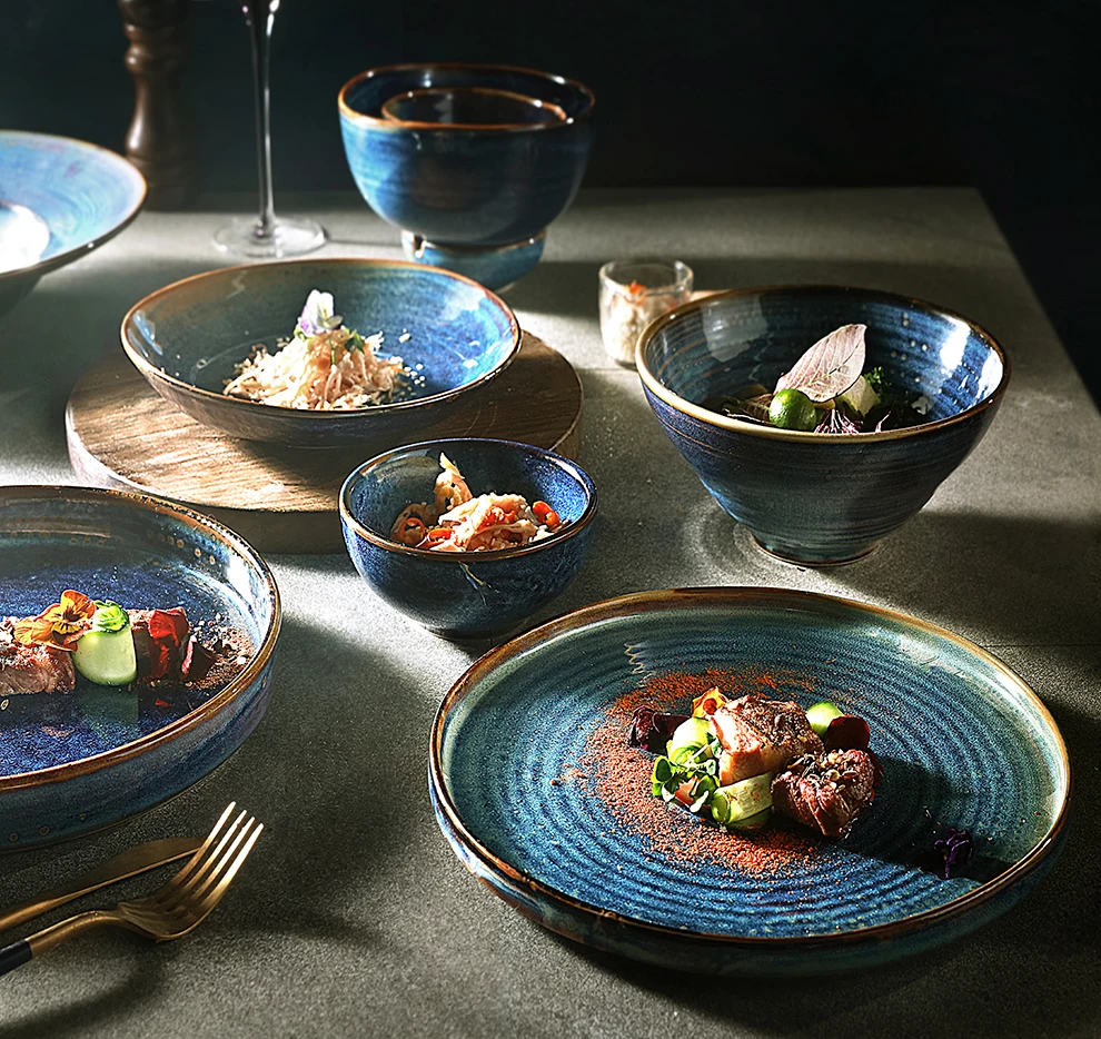 レストランディナーセット磁器食器手作り陶器プラトスカップ石器