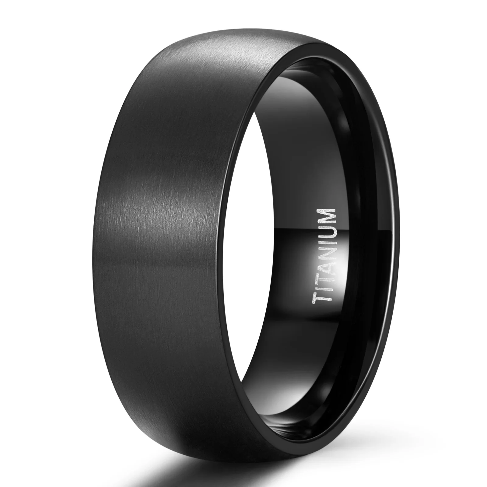 Somen 8mm Brushed Black Color Titanium Ring Men Women Wedding ...