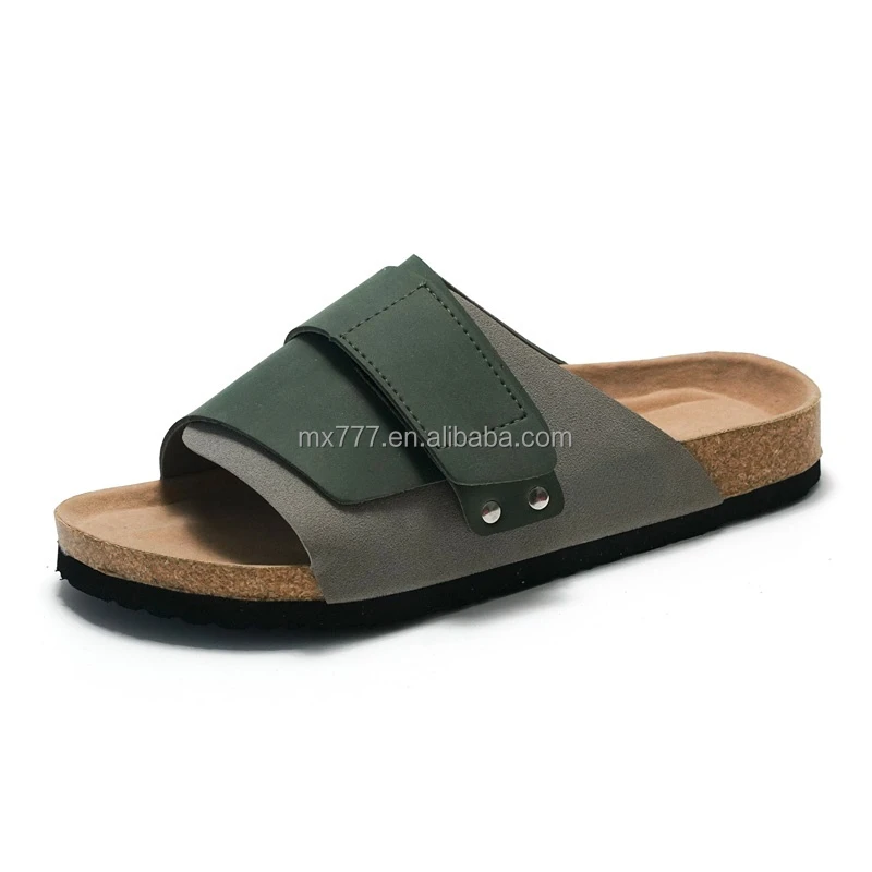 High Quality Beach Open Toe Strap Men's Summer Cork Leather Sole ...