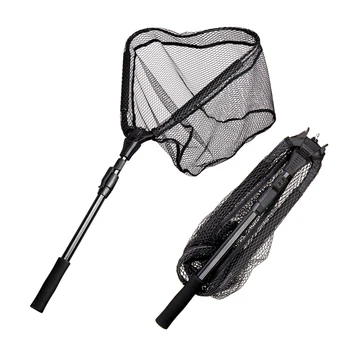 Palmer portable 1 meter triangular folding fishing nets telescopic landing net fishing rubber landing net for sale