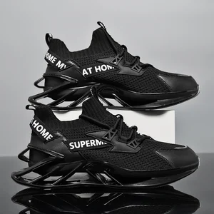 Plus Size Men Sneakers Low-top Cheap Chunky Sneaker Breathable Mesh Sport Shoes Athletic Non-slip  Black Running Shoes