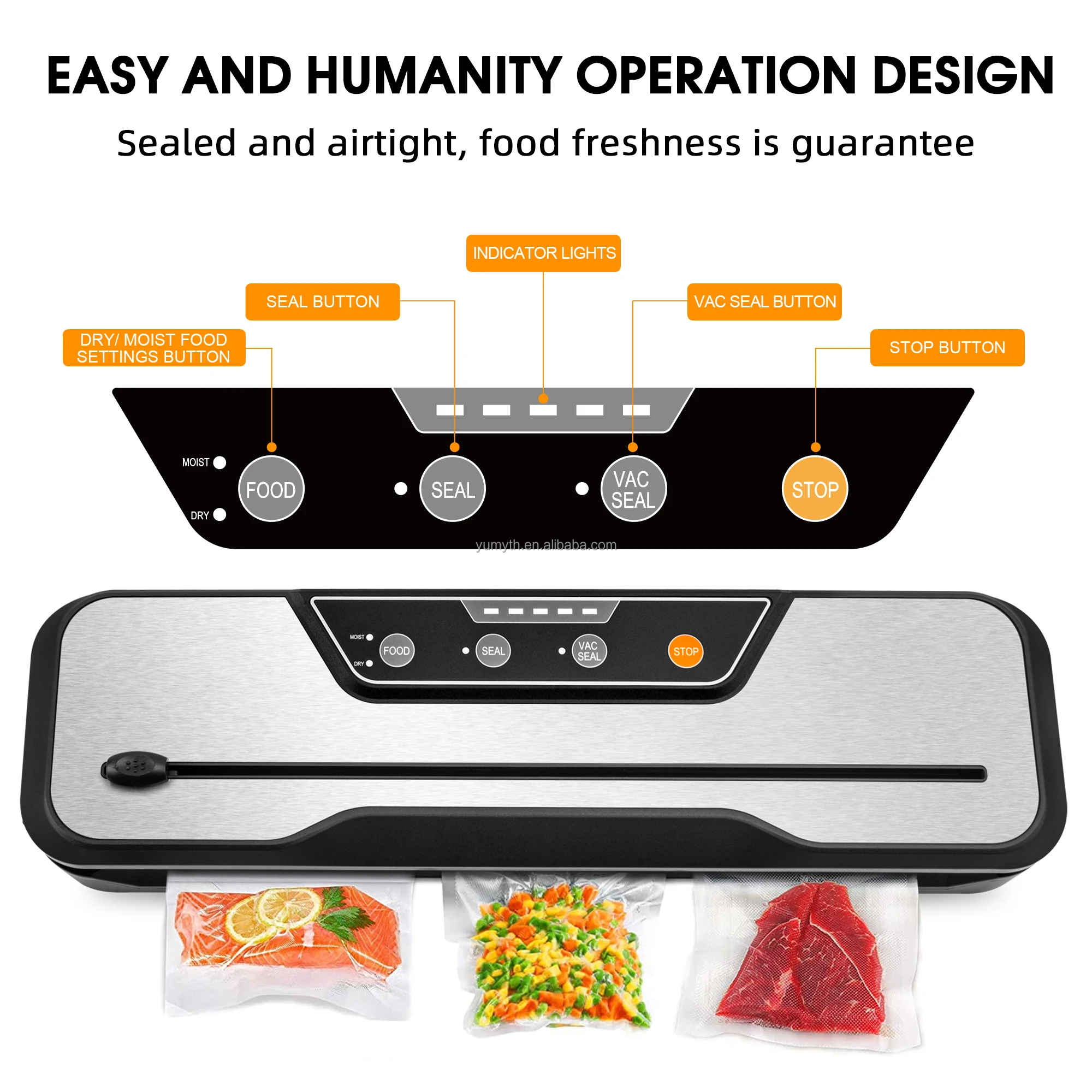 Vacuum Sealer Machine VS6612, -80Kpa Powerful Food Sealer Built-in Cutter  USA