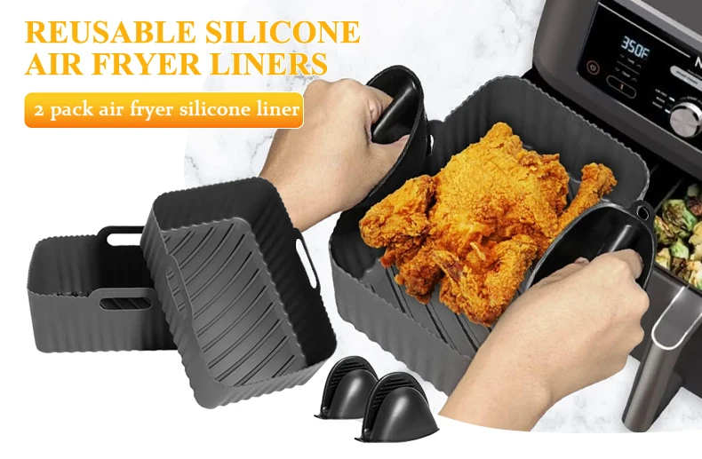 Factory 2 Pack Silicone Air Fryer Basket Liners Reusable Nonstick Pot