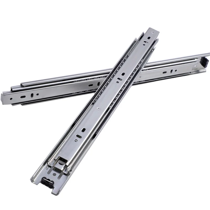 45mm Full extension 3 fold furniture hardware ball bearing telescopic channel drawer slides for kitchen cabinet