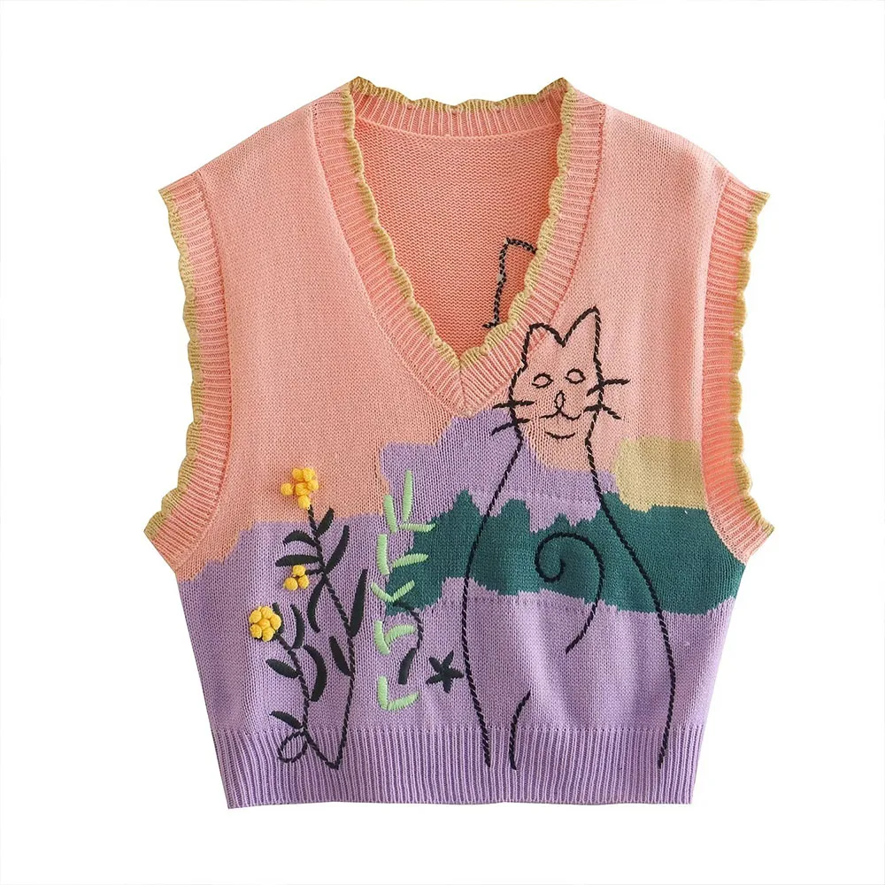 kitten knitted vest