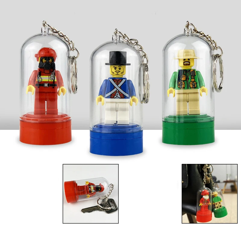 Key Chain Ring Mini Figure Display Box Figure Show Box Building Blocks Phone Pendant DIY MOC Bricks Toys for Gift