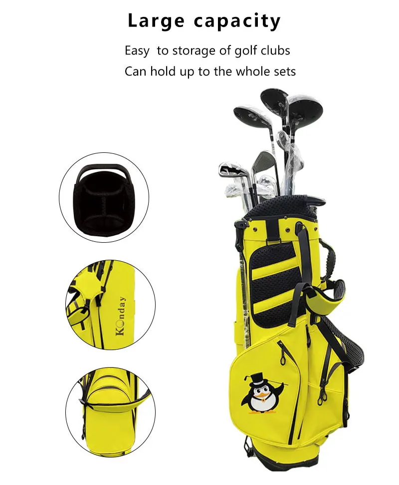 Konday New Arrival Lightweight Pu Coated Yellow Waterproof Golf Carry Bag Travel Large Golf 3678