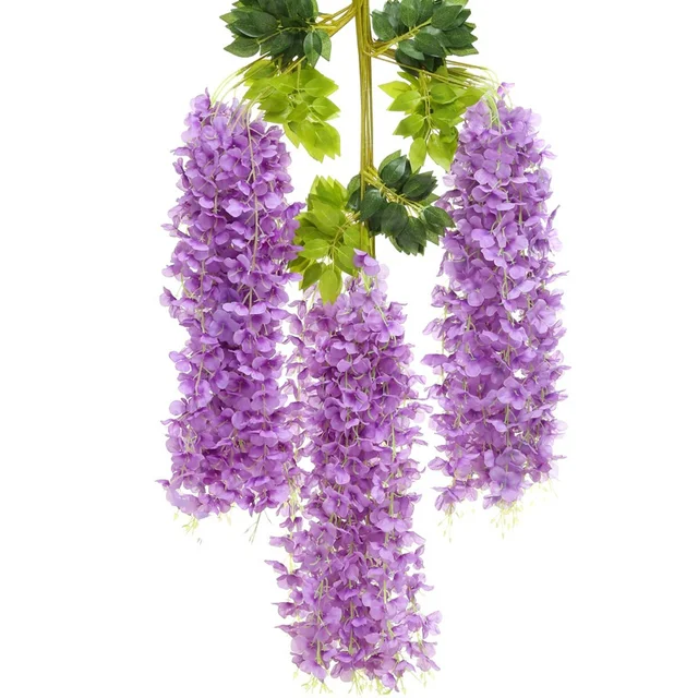 Encrypted Wisteria Hanging Flowers Pink White Artificial Flower Vine 3 Branches Artificial Wisteria For Wedding Decor