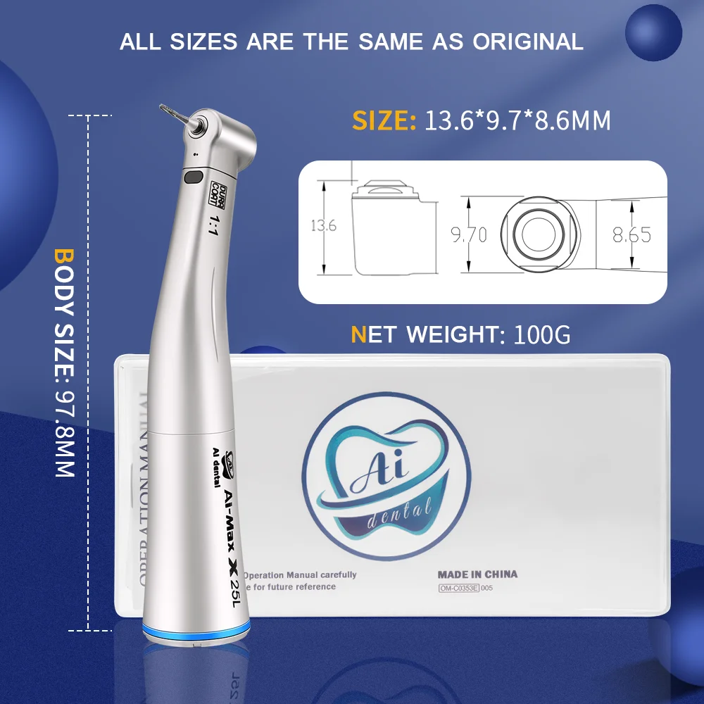  Стоматологическая машина Ti-Max X25L наконечник под углом 1:1 низкая скорость синее кольцо соединение стоматологической дрели со светодиодной кнопкой мощный
