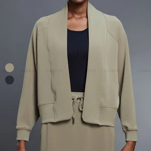 Open Front Shawl Loose Sports Jackets Breathable Autumn Workout Top Long Bat Sleeve Casual Fitness Yoga Coats for Women